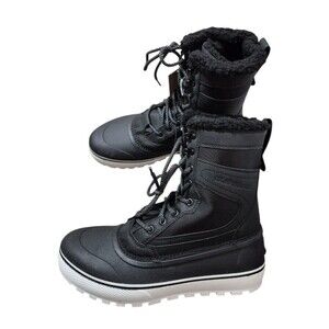 NEW Quiksilver Mens Black and White Winter Boots Mission V - Leather Lace-up Winter Boots for Men | Quiksilver main image 2